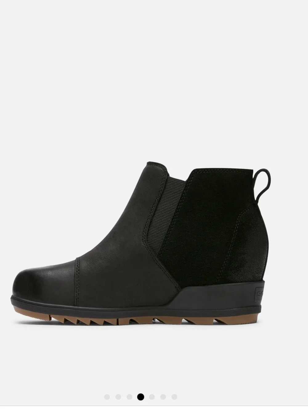 Sorel Black Evie Suede Pull-On Wedge Bootie new without box